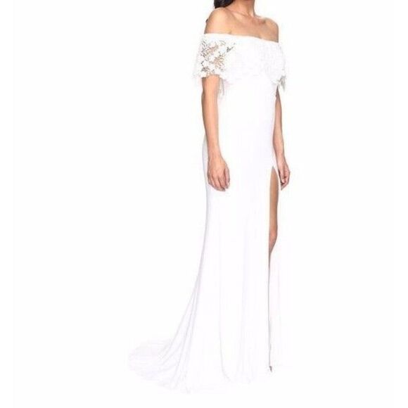 Faviana Size 14 Jersey Off Shoulder with lace band Dress - New